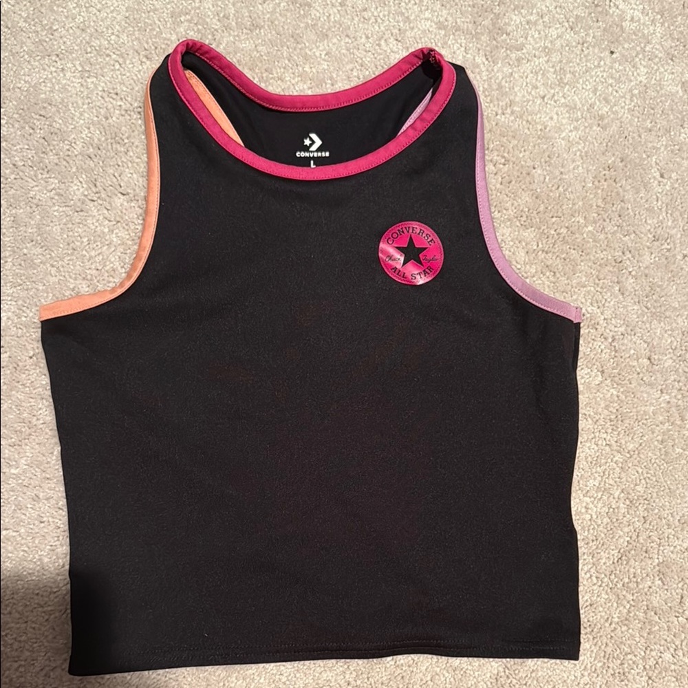 Converse Black Tank Top with Pink Logo
